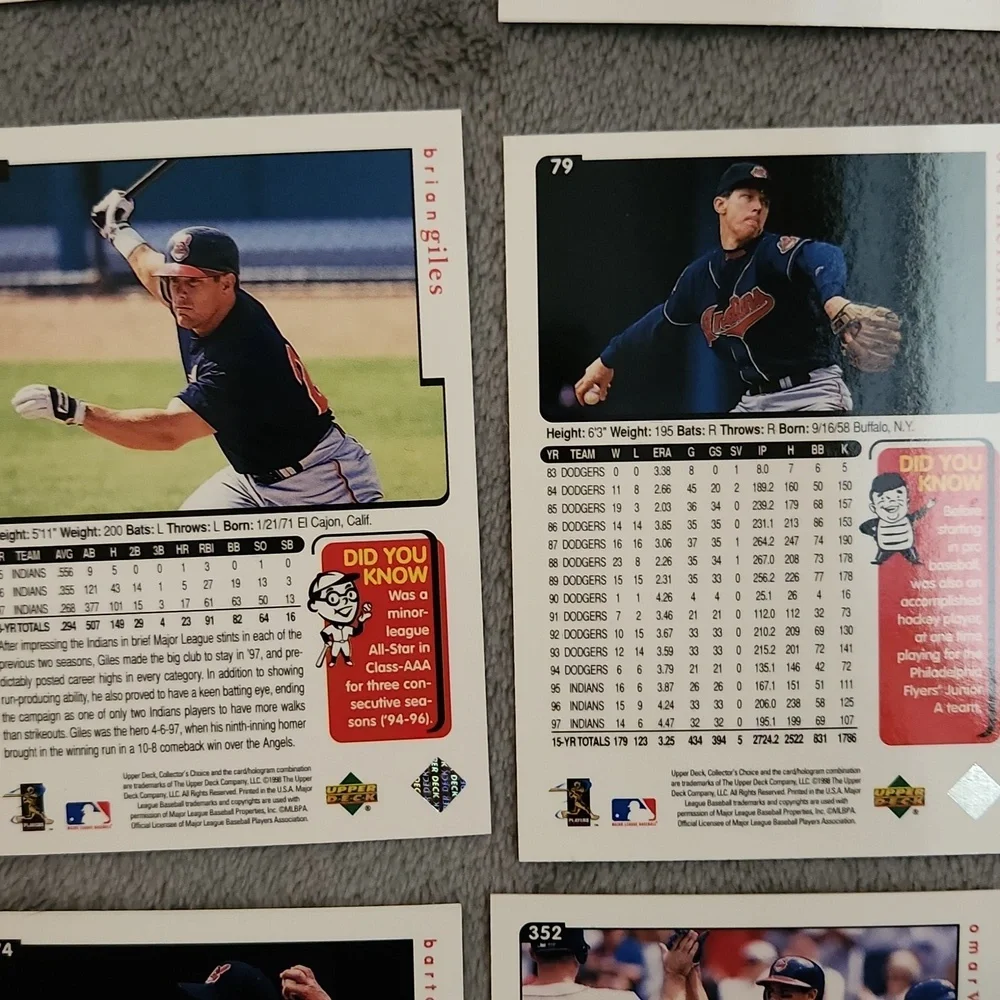 Vintage Upper Deck 1998 Collector's Choice Cleveland Indians Baseball Cards